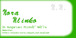 nora mlinko business card